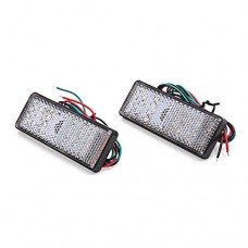 Meiyiu LED Square Motorcycle Scooter Reflector Tail Brake Turn Signal Light Lamp Red Light White Shell 2Pcs - B07GGFXFFD